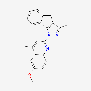 molecular formula C22H19N3O B14277885 Indeno(1,2-c)pyrazole, 1,4-dihydro-1-(6-methoxy-4-methyl-2-quinolinyl)-3-methyl- CAS No. 130946-68-8