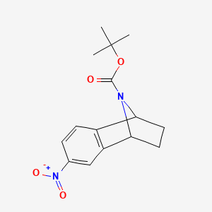 molecular formula C15H18N2O4 B1427789 Naphthalen-1,4-imine-9-carboxylic acid, 1,2,3,4-tetrahydro-6-nitro-, 1,1-dimethylethyl ester CAS No. 942492-08-2