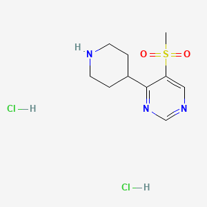 molecular formula C10H17Cl2N3O2S B1427794 5-(Methylsulfonyl)-4-(piperidin-4-yl)pyrimidine dihydrochloride CAS No. 1361115-94-7