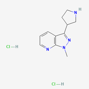 molecular formula C11H16Cl2N4 B1427798 1-甲基-3-吡咯烷-3-基-1H-吡唑并[3,4-b]吡啶二盐酸盐 CAS No. 1361116-37-1