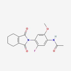 molecular formula C17H17FN2O4 B14278015 Acetamide, N-(5-fluoro-4-(1,3,4,5,6,7-hexahydro-1,3-dioxo-2H-isoindol-2-yl)-2-methoxyphenyl)- CAS No. 134882-52-3