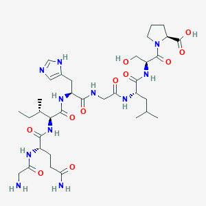 molecular formula C35H57N11O11 B14278178 Glycyl-L-glutaminyl-L-isoleucyl-L-histidylglycyl-L-leucyl-L-seryl-L-proline CAS No. 154511-12-3