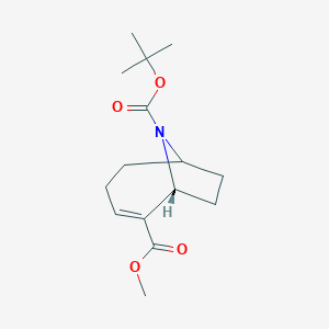 molecular formula C15H23NO4 B14278324 O9-tert-Butyl O5-methyl (6R)-9-azabicyclo(4.2.1)non-4-ene-5,9-dicarboxylate CAS No. 125826-58-6