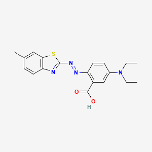 molecular formula C19H20N4O2S B14278326 5-(Diethylamino)-2-[(E)-(6-methyl-1,3-benzothiazol-2-yl)diazenyl]benzoic acid CAS No. 150125-01-2