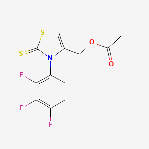 molecular formula C12H8F3NO2S2 B14278464 [2-Sulfanylidene-3-(2,3,4-trifluorophenyl)-2,3-dihydro-1,3-thiazol-4-yl]methyl acetate CAS No. 136708-89-9