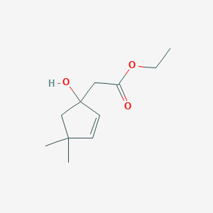 molecular formula C11H18O3 B14278613 Ethyl (1-hydroxy-4,4-dimethylcyclopent-2-en-1-yl)acetate CAS No. 138325-02-7
