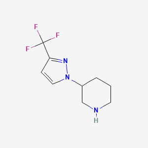 molecular formula C9H12F3N3 B1427877 3-[3-(trifluoromethyl)-1H-pyrazol-1-yl]piperidine CAS No. 1247165-32-7