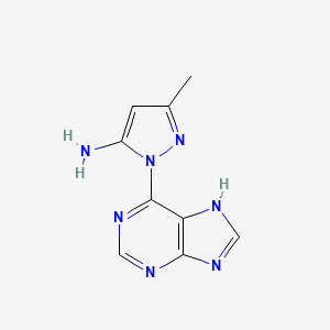 molecular formula C9H9N7 B1427966 3-甲基-1-(7H-嘌呤-6-基)-1H-吡唑-5-胺 CAS No. 1248915-71-0