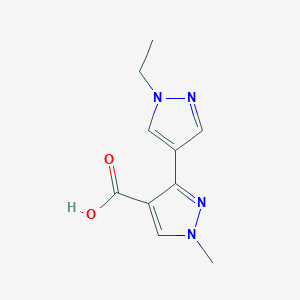 molecular formula C10H12N4O2 B1427990 3-(1-ethyl-1H-pyrazol-4-yl)-1-methyl-1H-pyrazole-4-carboxylic acid CAS No. 1249995-53-6