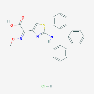 molecular formula C25H22ClN3O3S B142803 2-(Tritylamino)-alpha-(methoxyimino)-4-thiazoleacetic acid hydrochloride CAS No. 131004-28-9