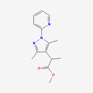 molecular formula C14H17N3O2 B1428035 methyl 2-[3,5-dimethyl-1-(pyridin-2-yl)-1H-pyrazol-4-yl]propanoate CAS No. 1280673-16-6