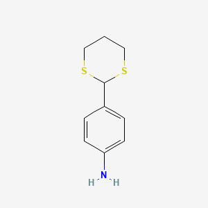molecular formula C10H13NS2 B14281045 4-(1,3-Dithian-2-yl)aniline CAS No. 125559-71-9