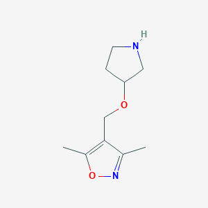 molecular formula C10H16N2O2 B1428111 3,5-Dimethyl-4-[(pyrrolidin-3-yloxy)methyl]-1,2-oxazole CAS No. 1248491-43-1