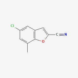 molecular formula C10H6ClNO B1428146 5-Chloro-7-methyl-1-benzofuran-2-carbonitrile CAS No. 1250393-56-6