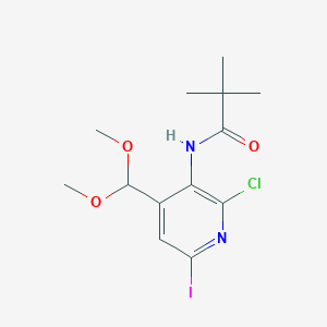 molecular formula C13H18ClIN2O3 B1428172 N-(2-Chloro-4-(dimethoxymethyl)-6-iodopyridin-3-YL)pivalamide CAS No. 1305324-94-0