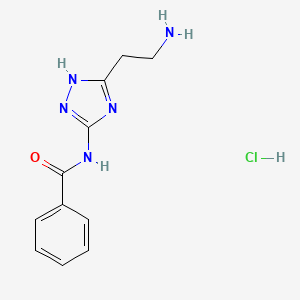 molecular formula C11H14ClN5O B1428178 N-[5-(2-Aminoethyl)-1H-1,2,4-triazol-3-yl]benzamide hydrochloride CAS No. 1401426-02-5
