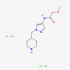 molecular formula C12H22Cl2N4O2 B1428182 2-Methoxy-N-(1-piperidin-4-ylmethyl-1H-pyrazol-4-yl)-acetamide dihydrochloride CAS No. 1361112-16-4