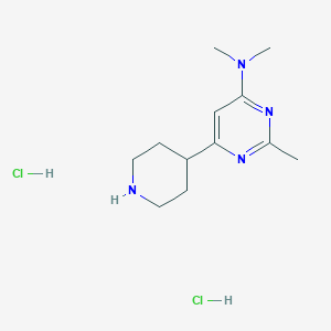 molecular formula C12H22Cl2N4 B1428187 N,N,2-trimethyl-6-(piperidin-4-yl)pyrimidin-4-amine dihydrochloride CAS No. 1361112-50-6