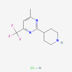 molecular formula C11H15ClF3N3 B1428189 4-Methyl-2-(piperidin-4-yl)-6-(trifluoromethyl)pyrimidine hydrochloride CAS No. 1361111-69-4