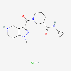molecular formula C17H26ClN5O2 B1428191 N-cyclopropyl-1-[(1-methyl-4,5,6,7-tetrahydro-1H-pyrazolo[4,3-c]pyridin-3-yl)carbonyl]piperidine-3-carboxamide hydrochloride CAS No. 1257856-35-1