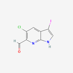 molecular formula C8H4ClIN2O B1428195 5-chloro-3-iodo-1H-pyrrolo[2,3-b]pyridine-6-carbaldehyde CAS No. 1346447-32-2
