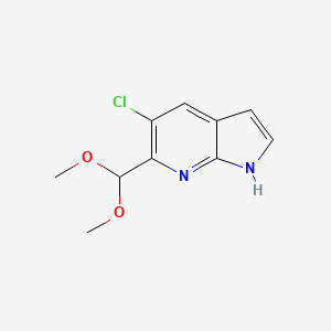 molecular formula C10H11ClN2O2 B1428201 5-chloro-6-(dimethoxymethyl)-1H-pyrrolo[2,3-b]pyridine CAS No. 1305324-72-4