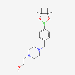 molecular formula C19H31BN2O3 B1428216 2-(4-(4-(4,4,5,5-Tetramethyl-1,3,2-dioxaborolan-2-yl)benzyl)piperazin-1-yl)ethanol CAS No. 2088248-72-8