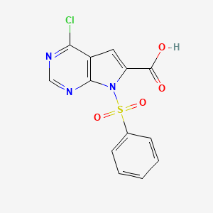 molecular formula C13H8ClN3O4S B1428219 4-氯-7-(苯磺酰基)-7H-吡咯并[2,3-D]嘧啶-6-羧酸 CAS No. 1346447-16-2