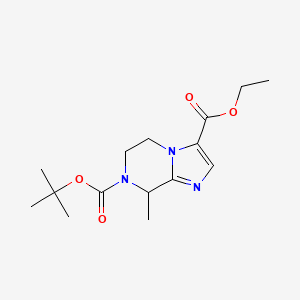 molecular formula C15H23N3O4 B1428221 7-O-tert-butyl 3-O-ethyl 8-methyl-6,8-dihydro-5H-imidazo[1,2-a]pyrazine-3,7-dicarboxylate CAS No. 1350475-39-6