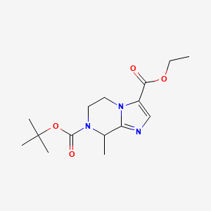 molecular formula C15H23N3O4 B1428221 8-Methyl-5,6-dihydro-8H-imidazo[1,2-a]pyrazine-3,7-dicarboxylic acid 7-tert-butyl ester 3-ethyl ester CAS No. 1350475-39-6