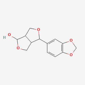 molecular formula C13H14O5 B14282277 1H,3H-Furo[3,4-c]furan-1-ol, 4-(1,3-benzodioxol-5-yl)tetrahydro- CAS No. 138812-87-0