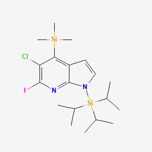 molecular formula C19H32ClIN2Si2 B1428261 5-Chloro-6-iodo-1-(triisopropylsilyl)-4-(trimethylsilyl)-1H-pyrrolo[2,3-b]pyridine CAS No. 1305324-71-3