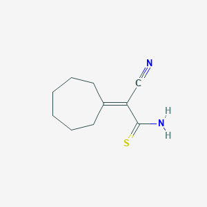molecular formula C10H14N2S B14282678 Cyano(cycloheptylidene)ethanethioamide CAS No. 129339-94-2