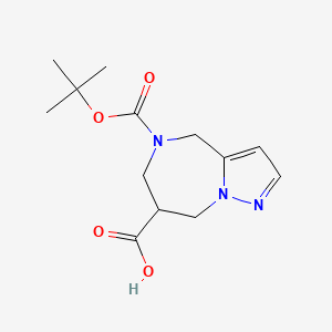 molecular formula C13H19N3O4 B1428268 5-[(2-methylpropan-2-yl)oxycarbonyl]-4,6,7,8-tetrahydropyrazolo[1,5-a][1,4]diazepine-7-carboxylic acid CAS No. 1251017-61-4