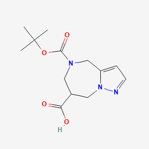 molecular formula C13H19N3O4 B1428268 7,8-Dihydro-4H,6H-1,5,8a-triaza-azulene-5,7-dicarboxylic acid 5-tert-butyl ester CAS No. 1251017-61-4
