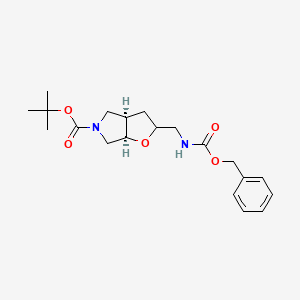 molecular formula C20H28N2O5 B1428286 2-(Benzyloxycarbonylamino-methyl)-hexahydro-furo[2,3-c]pyrrole-5-carboxylic acid tert-butyl ester CAS No. 1340560-60-2