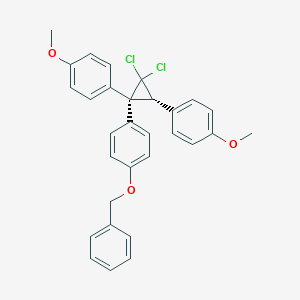 molecular formula C30H26Cl2O3 B142829 1-[(1S,3R)-2,2-dichloro-1,3-bis(4-methoxyphenyl)cyclopropyl]-4-phenylmethoxybenzene CAS No. 131544-83-7
