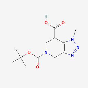 molecular formula C12H18N4O4 B1428294 5-(tert-Butoxycarbonyl)-1-methyl-4,5,6,7-tetrahydro-1H-[1,2,3]triazolo[4,5-c]pyridine-7-carboxylic acid CAS No. 1391733-57-5