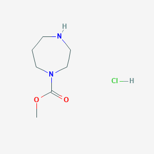 molecular formula C7H15ClN2O2 B1428302 Methyl 1,4-diazepane-1-carboxylate hydrochloride CAS No. 1350362-09-2