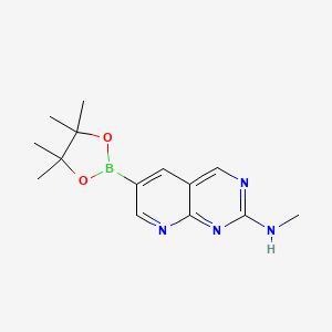molecular formula C14H19BN4O2 B1428306 N-methyl-6-(4,4,5,5-tetramethyl-1,3,2-dioxaborolan-2-yl)pyrido[2,3-d]pyrimidin-2-amine CAS No. 882670-91-9