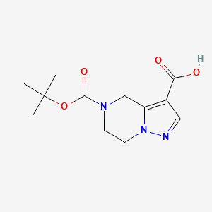 molecular formula C12H17N3O4 B1428307 5-(Tert-butoxycarbonyl)-4,5,6,7-tetrahydropyrazolo[1,5-a]pyrazine-3-carboxylic acid CAS No. 1280214-48-3