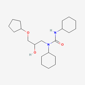 molecular formula C21H38N2O3 B14283221 N,N'-Dicyclohexyl-N-[3-(cyclopentyloxy)-2-hydroxypropyl]urea CAS No. 126279-29-6