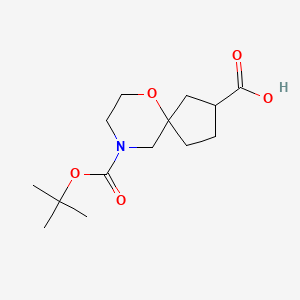 molecular formula C14H23NO5 B1428336 9-(tert-Butoxycarbonyl)-6-oxa-9-azaspiro[4.5]decane-2-carboxylic acid CAS No. 1251000-13-1