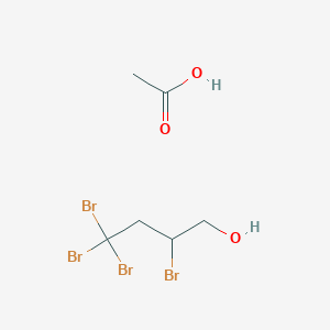 molecular formula C6H10Br4O3 B14283592 Acetic acid;2,4,4,4-tetrabromobutan-1-ol CAS No. 138972-06-2
