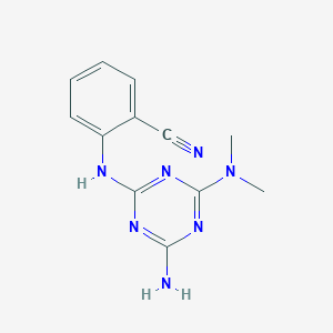 molecular formula C12H13N7 B14283723 Benzonitrile, 2-[[4-amino-6-(dimethylamino)-1,3,5-triazin-2-yl]amino]- CAS No. 139337-65-8