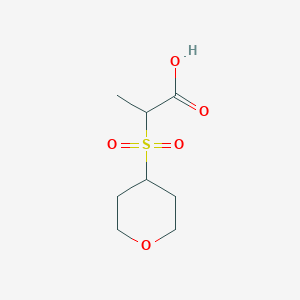 molecular formula C8H14O5S B1428383 2-(Oxane-4-sulfonyl)propanoic acid CAS No. 1394042-09-1