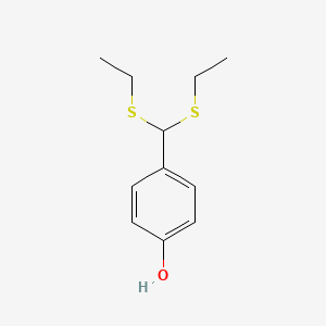 molecular formula C11H16OS2 B14283901 Phenol, 4-[bis(ethylthio)methyl]- CAS No. 134836-75-2