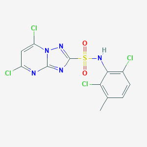 molecular formula C12H7Cl4N5O2S B142842 N-(2,6-Dichloro-3-methylphenyl)-5,7-dichloro-1,2,4-triazolo[1,5-a]pyrimidine-2-sulfonamide CAS No. 134892-32-3