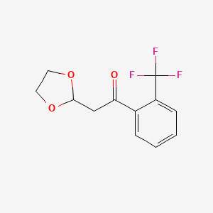 molecular formula C12H11F3O3 B1428445 2-(1,3-Dioxolan-2-yl)-1-(2-trifluoromethyl-phenyl)-ethanone CAS No. 1263365-56-5