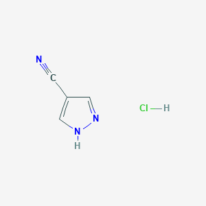 molecular formula C4H4ClN3 B1428453 1H-Pyrazole-4-carbonitrile hydrochloride CAS No. 1416351-94-4